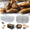 thumbnail image 1 of Air Fryer Three Stackable Dehydrator Racks 304 Stainless Steel Air Fryer Basket Tray Air Fryer Accessories Compatible with Most Air Fryer, 1 of 8