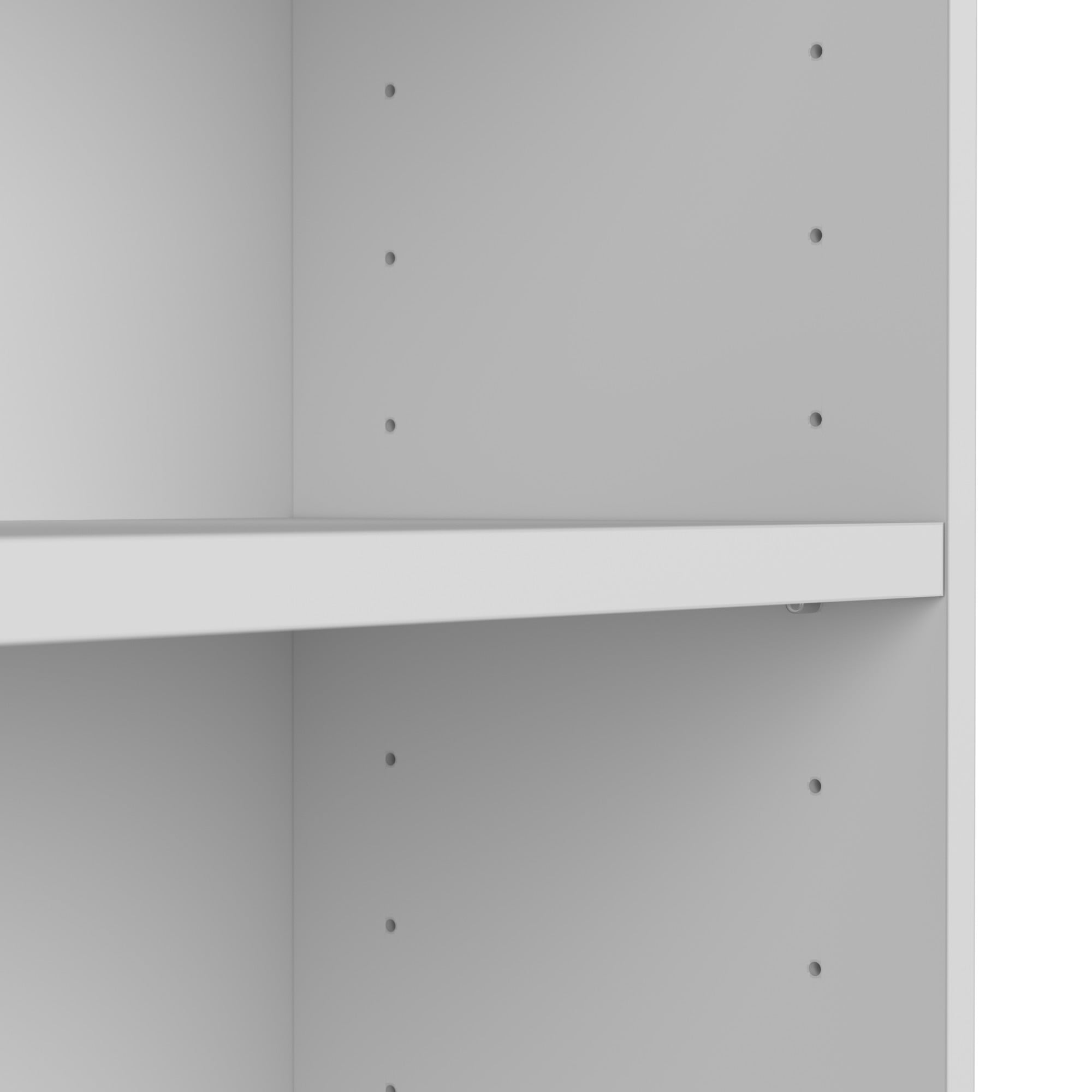Universal 15W Tall Corner Bookshelf in White - Engineered Wood
