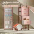 thumbnail image 6 of YILQQPER 5 Drawer Dresser for Bedroom Fabric Dressers with Steel Frame Wooden Top Chest of Drawers Closets Storage Pink, 6 of 7