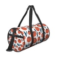 thumbnail image 3 of Xecao Hand Drawn Tomatoes print Round Travel Duffel Bag is a foldable gym bag with an inner pocket, perfect for travel sports, 3 of 8