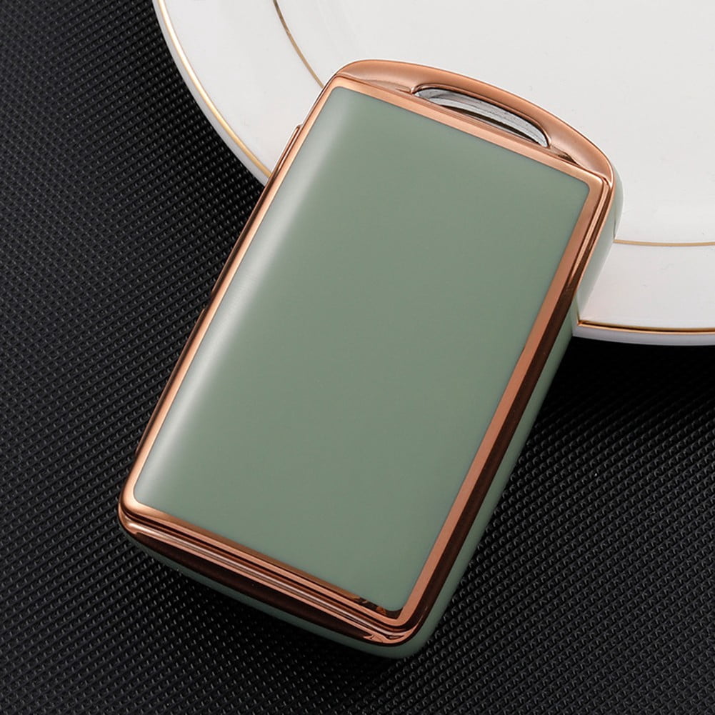 Genuine Leather Remote Key Case Cover For Mazda 2, 3, 5, 6 - Black With Red Stitching