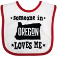thumbnail image 3 of Inktastic Someone in Oregon Loves Me Gift Boys or Girls Baby Bib, 3 of 4