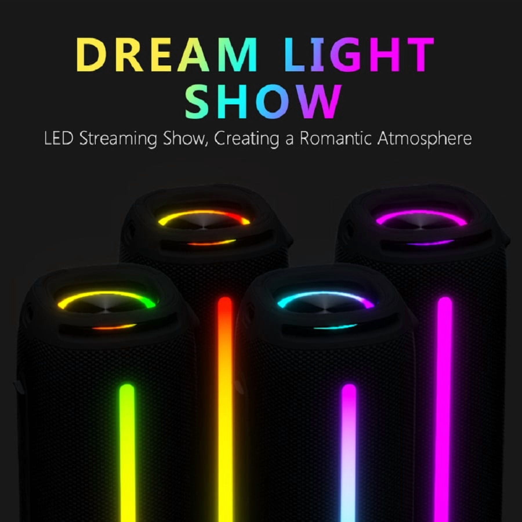 SCIJOY Bluetooth Speaker, 50W Portable Waterproof, 360° Sound, LED Lights, U Disk/TF Card Play, FM Radio