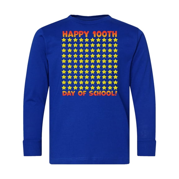 Inktastic Happy 100th Day of School One Hundred Stars Long Sleeve Youth T-Shirt