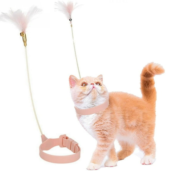 VONTER Interactive Cat Feather Toys - Kitten Toys for Indoor Cats - TikTok Cat Toys with Collar - Cat Wand Toy Having Fun Exerciser PlayingInteractive Cat Toys - Pink