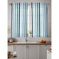 thumbnail image 2 of Teal Blue Stripe Curtains 45 Inch Length,Sheer Curtains for Bedroom Living Room Window Ombre Geometric Aqua Vertical Striped Rod Pocket Drapes Kitchen Curtains Small Half Window 42"x45" 2 Panels, 2 of 6