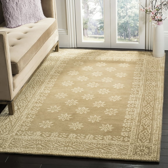 Martha Stewart Gracious Garden Geometric Bordered Wool Area Rug, Spud, 5' x 8'