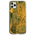 thumbnail image 1 of DistinctInk Clear Shockproof Hybrid Case for iPhone 12 / 12 PRO (6.1" Screen) - TPU Bumper, Acrylic Back, Tempered Glass Screen Protector - Yellow Circuit Board Image - Printed Circuit Board Image, 1 of 2