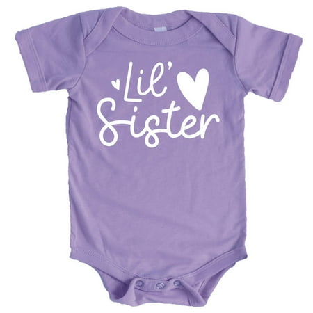 

Olive Loves Apple Lil Sister Heart Bodysuit for Baby Girls Sister Sibling Outfits Purple Bodysuit Newborn