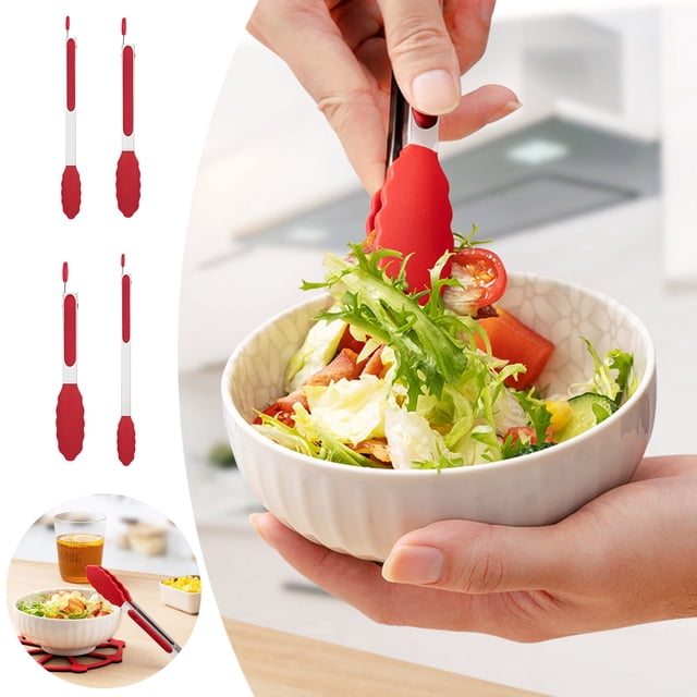 Pinces de Cuisine en Nylon et Acier Inoxydable Résistantes à la Chaleur pour Grillades, BBQ, Cuisson et Service avec Verrou Sécurisé et Poignée Non