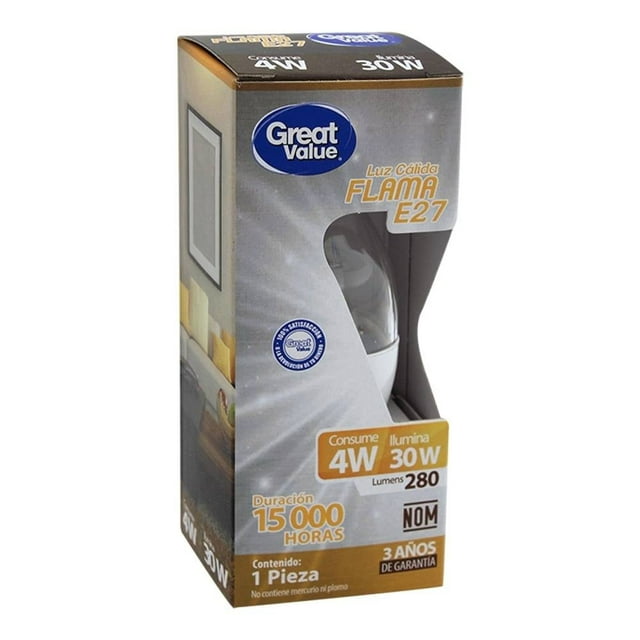 Foco Great Value Tipo Flama E27 Luz Cálida 4 W