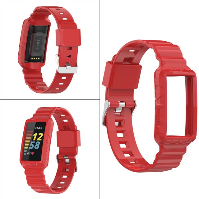 Correas de reloj de silicona impermeable , liviana, suave, a prueba de sudor, para Charge5 / 4 / 4SE / 3 / Fitness rojo Soledad Pulsera de correa de reloj