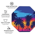 thumbnail image 3 of Picia Beach with Palm Trees Printed Leather Coasters for Drinks, 4" Drink Coasters Set of 4 for Tabletop Protection, Handmade Luxurious Home Décor and Housewarming Gift -Octagon, 3 of 6