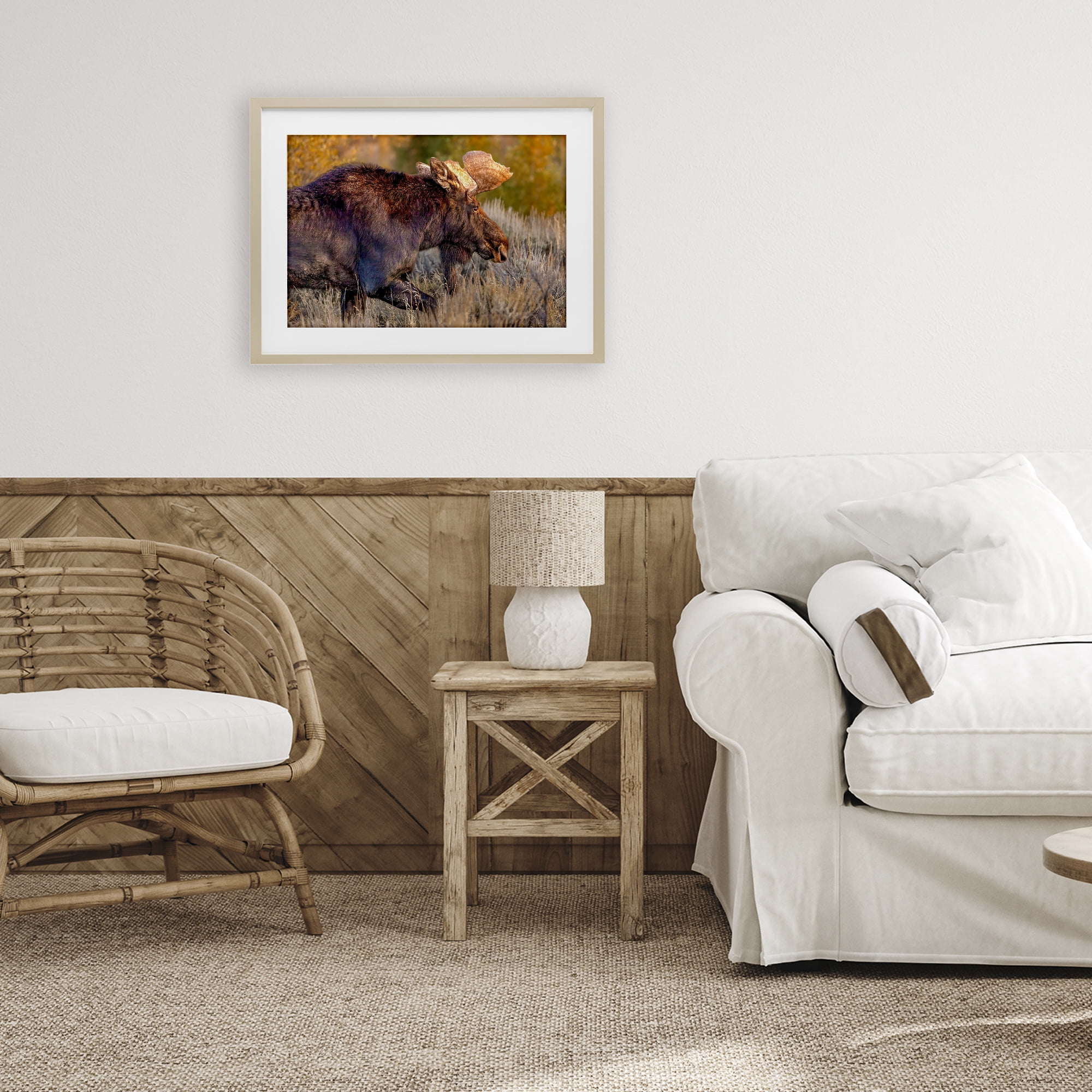 Stupell Industries Bull Moose At Dusk Birch Framed Print Under Glass, design by Shelley Carlisle