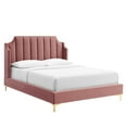 thumbnail image 2 of Modway Daniella Performance Velvet Queen Platform Bed in Dusty Rose, 2 of 8