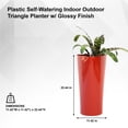 thumbnail image 2 of XBrand 22.4" H Red Plastic Self Watering Indoor Outdoor Triangle Planter Pot w/Glossy Finish, Tall Decorative Gardening Pot, Home Décor Accent, 2 of 10