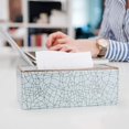 thumbnail image 2 of Leather Tissue Box Facial Tissue Box Tissue Dispenser (Pale Green - Ice Cracks Pattern), 2 of 5