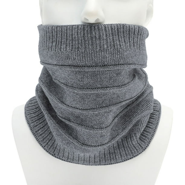 Bufanda de invierno cálida y protectora para ambos sexos, cuello alto, hilo grueso, color liso y cubrecuello, bufanda de poliéster para mujer.