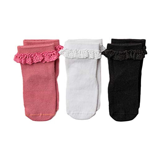 Squid Socks Bamboo Socks for Girls, 6M,12M, 2T-3T, Solid w/Lace