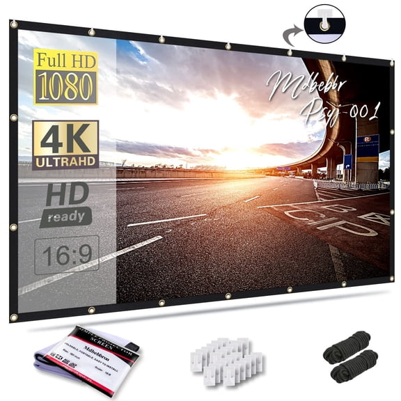 Pantalla de proyección Mdbebbron 150 pulgadas 16:9 portátil antiarrugas