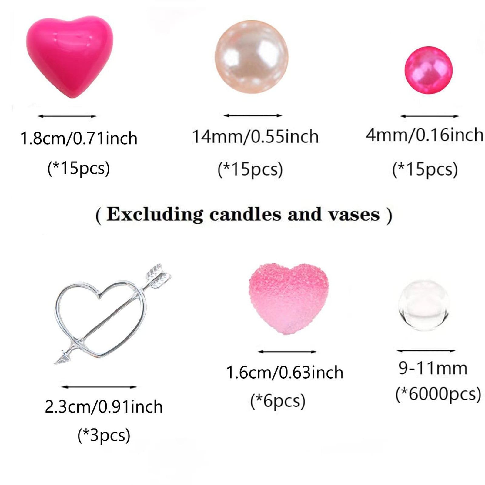 Colored Pearl and Water Gel Jelly Beads for Vase Filler with Rose Scented  Floating Candles in Valentine's Day Wedding Mother's Day Birthday Party