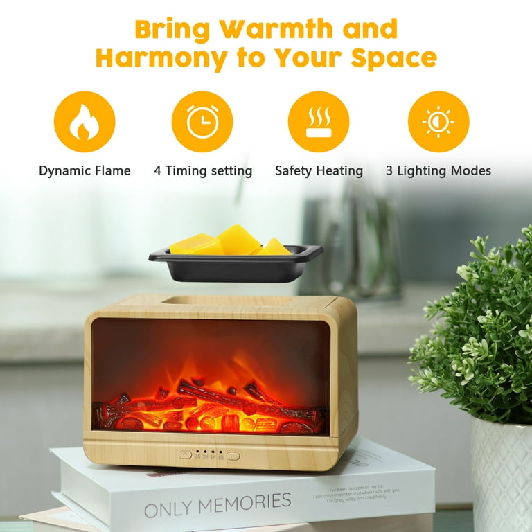 Wax Melt Warmer Electric Melter - Electric Flame Fireplace Wax Burner, Wax  Melter for Scented Wax Melts with 4 timer, Flame Light Fragrance Wax Cubes  Warmer Gift & Decor for Home Office