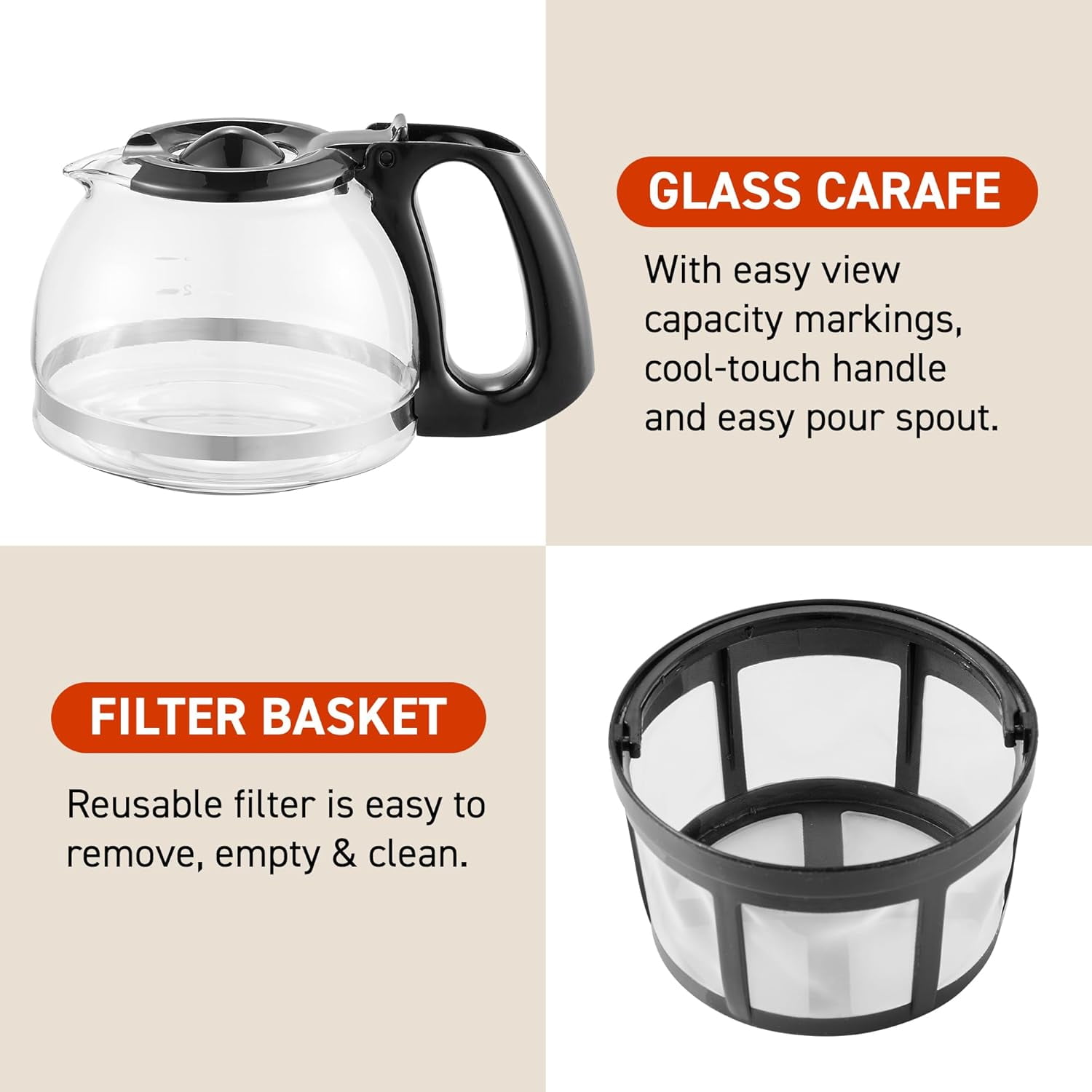 EHC4128 Automatic 4-Cup Brew & Drip Coffee Maker with Pause N Serve, Glass Carafe, Reusable Filter, On/Off Switch, Keep Warm, Water Level Indicator, Black