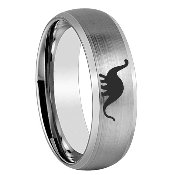 Dinosaur Brushed Gray Dome Tungsten Men Ring 10MM