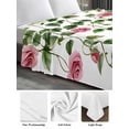 thumbnail image 6 of Pink Spring Floral Twim Size Flat Sheet, Wrinkleproof & Fadeproof Cooling Flat Bed Sheet Only, Green Summer Botanical Breathable Soft Bedding Top Sheets 66 x 96 Inches, 6 of 8