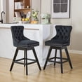 thumbnail image 5 of DONICK Velvet Swivel Bar Stools,Upholstered Counter Height Tuft Nailhead Wood Legs Footrest for Dining Room,Island,Bar,Kitchen(Black,Set of 4), 5 of 14