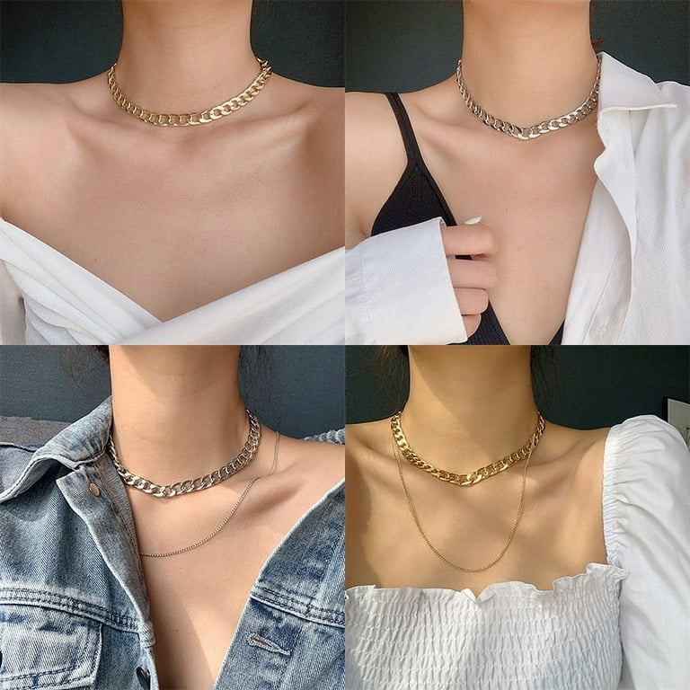 Thick Chain Link Choker, Gold Choker Necklace for Women, Gold