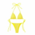 thumbnail image 5 of Prolriy Bikini Sets for Women, Women's Lace Mesh String Bikini Strap Backless Two Swimsuit Womens Swimsuits Yellow L, 5 of 8