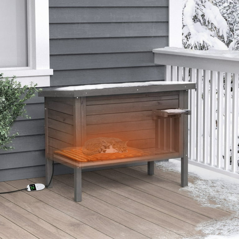 GDLF Waterproof Outdoor Feral Cat House Heated Insulated for Winter Covered Size 34.5 X21.5 x27.2 Walmart