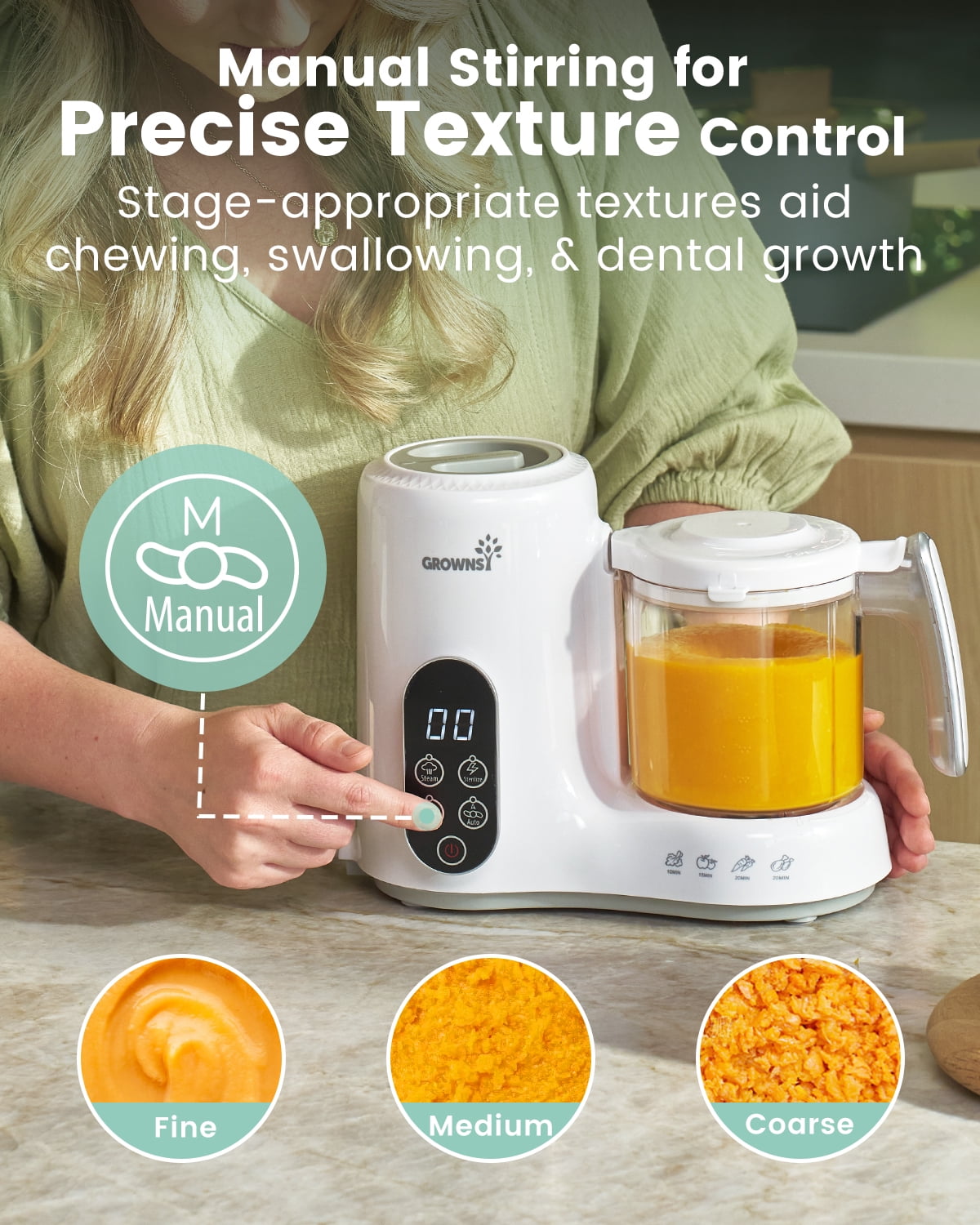 Grownsy Baby Food Maker Multi-Function,Constant Temperature 24h, Auto Cooking & Grinding,White