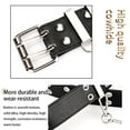 thumbnail image 2 of New Punk Style Women belt PU Leather Double Hole Pin Buckle Waist Belt for Jeans Waist Chain Luxury Belts Decorative black With chain, 2 of 9