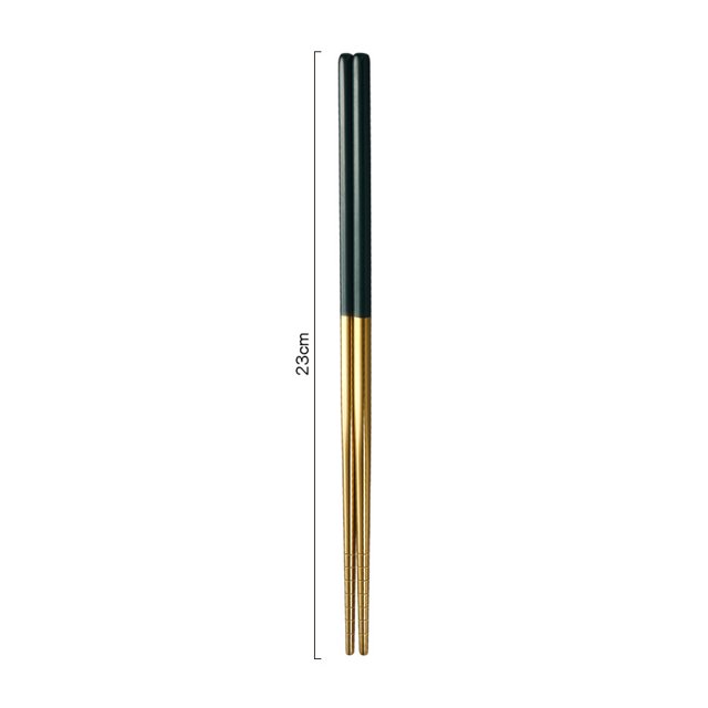 Palillos de acero inoxidable, vajilla de metal antideslizante con espiral hueca cuadrada para el hogar, restaurante de hotel, palillos de oro negro