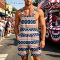 thumbnail image 2 of 250th Anniversary American Flag Overalls for Men Patriotic Bib Overalls Shorts Loose Fit USA Print Coveralls Independence Day Casual Summer Outfit, 2 of 6