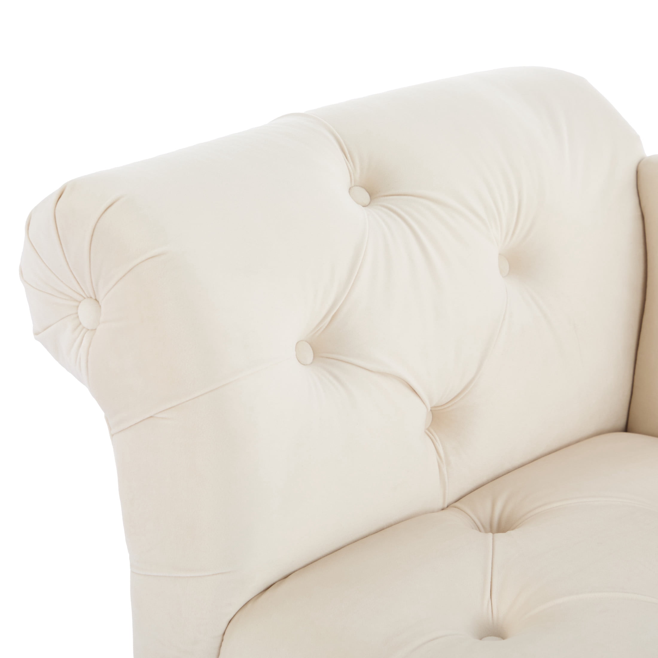 Christopher Knight Home 60.75" Vintage Velvet Upholstered Bench, Button Tufted Ottoman with Rolled Arms, Beige