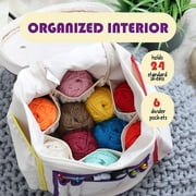 Craftbud Crochet Bag Organizer for Yarn, Durable Knitting Bag For Crocheting Organizer Accessories, White