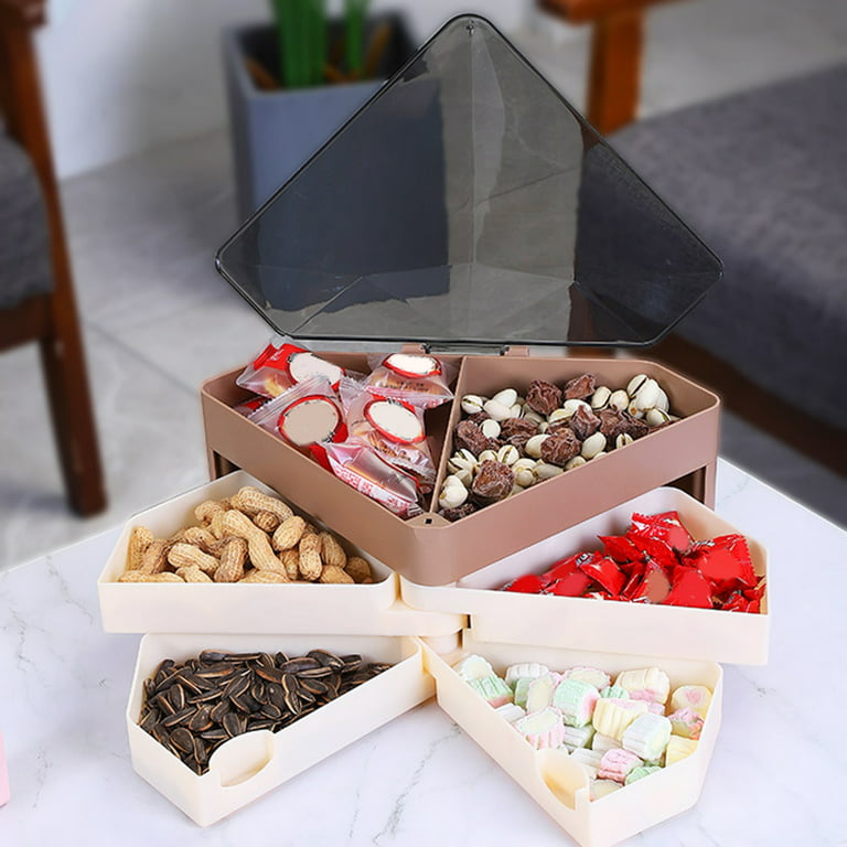 BetterZ Candy Storage Box Diamond Shaped Rotating 3-layered Snack Dried  Fruit Organizer