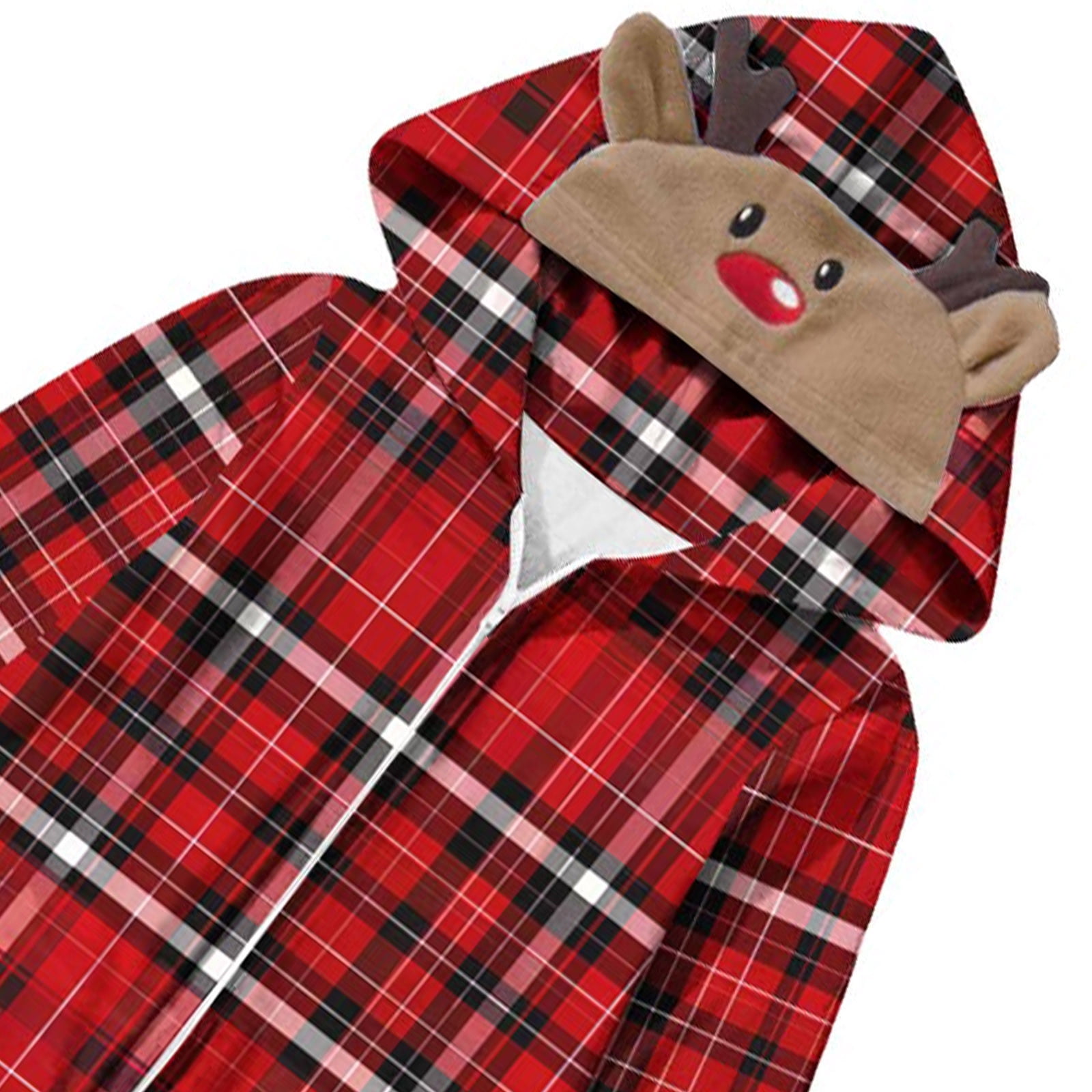 WREESH 2025 Mens Plaid Hooded Onesie Christmas Family Matching Pajamas Cozy Fleece Loungewear Long Sleeve Holiday Sleepwear Set