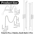 thumbnail image 2 of 6 Pack Toilet Flapper Chain Kit Toilet Beaded Chain 304 Stainless Steel Silver Replacement Lift Metal Handle Link Clasp Hooks Accessories, 2 of 6