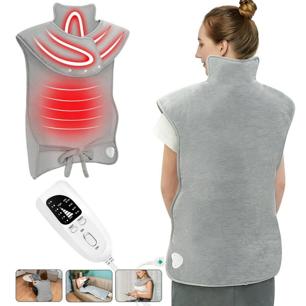 Manta térmica para aliviar el dolor de espalda, almohadilla térmica grande para cuello y hombros, con 6 niveles de calor y 4 modos de apagado automático. Regalos para mujeres, hombres, mamás y papás.