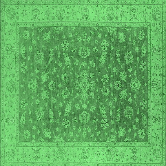 Ahgly Company Indoor Square Oriental Emerald Green Traditional Area Rugs, 3' Square