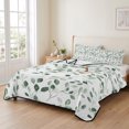 thumbnail image 2 of Twin Quilt Set 68''x86'', Eucalyptus Leaves Lightweight Summer Bedspread Coverlet Set with 2 Pillow Shams, Watercolor Summer Botanical Green Breathable All Season Quilt Bedding for Dorm/Bedroom, 2 of 9