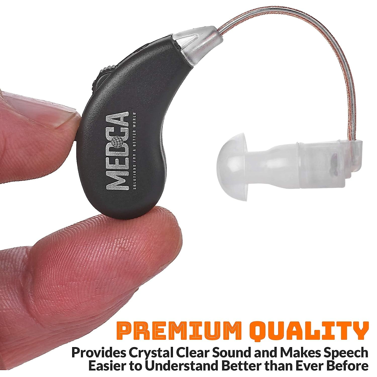MEDca Mini Digital Behind the Ear Hearing Amplifier, Black, 1 Pack
