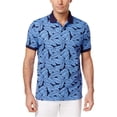 thumbnail image 1 of Club Room Mens Contrast Leafy Polo Shirt, Blue, X-Large, 1 of 1