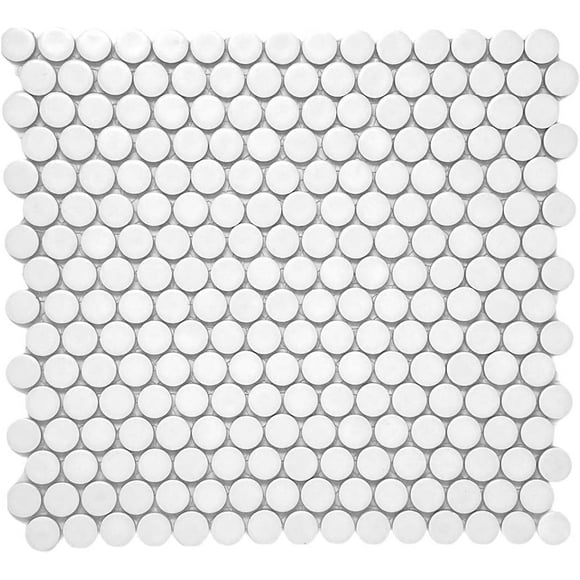 Round Tile Arctic White Porcelain Mosaic Matte Look Wall and Floor Tile (Box of 10 Sheets) for Kitchen Backsplash, Bathroom Floor, Accent Wall