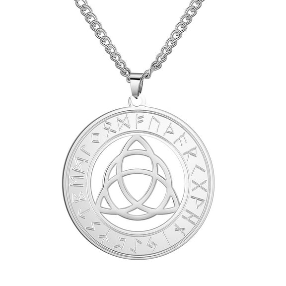 EUEAVAN Celtic Trinity Rune Pendant Necklace Stainless Steel Jewelry Silver