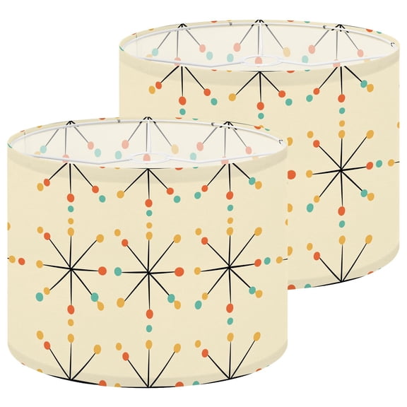 Lampshades 2 Pack Mid Century Modern Atomic Starburst Retro Orange Yellow amp Teal Dots 13"x13"x10" Light Shade for Table Lamps Floor Lamps Drum Lamp Shades Lampshade Replacement Easy Assembly